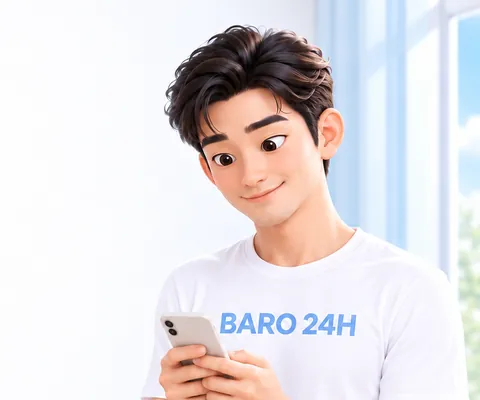 차분한 표정으로 안내하는 남성 3D 인물